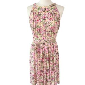 Adrianna Papell Pink Multi Floral Halter Midi Dress